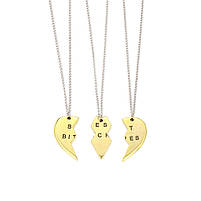 Кулони для трьох найкращих подруг Best Bitches у золотому кольорі. Підвіски для подружок на подарунок Потрійні кулони, фото 2