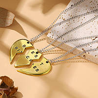 Кулони для трьох найкращих подруг Best Bitches у золотому кольорі. Підвіски для подружок на подарунок Потрійні кулони, фото 4