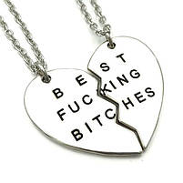 Гарні парні кулони для найкращих подруг Best Fucking Bitches підвіска поділяється на 2 елементи 28014, фото 6