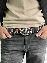 Gucci Marmont Tiger Belt Black/Silver 120 x 3.7 cм