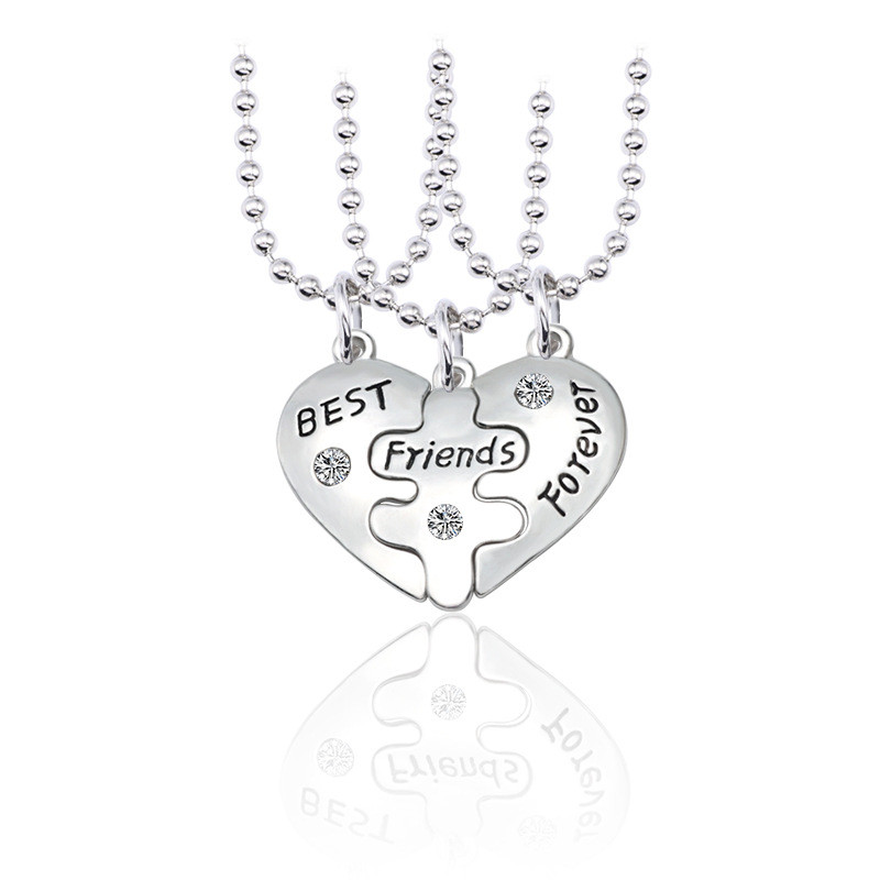 Потрійний кулон Best Friends Forever як оригінальний подарунок для подружок на трьох окремих ланцюжках 28016, фото 1