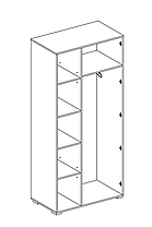 Шафа Б'янко 2ДЗ з дзеркалом 2100х900х400мм білий глянець Світ Меблів, фото 3