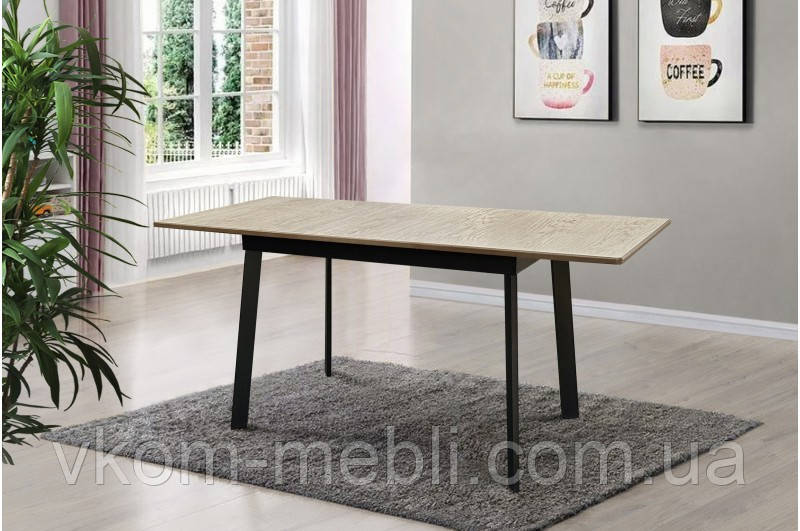 Стіл обідній Етна розкладний 120/160х75 см чорний/натуральний у шпоні, фото 1