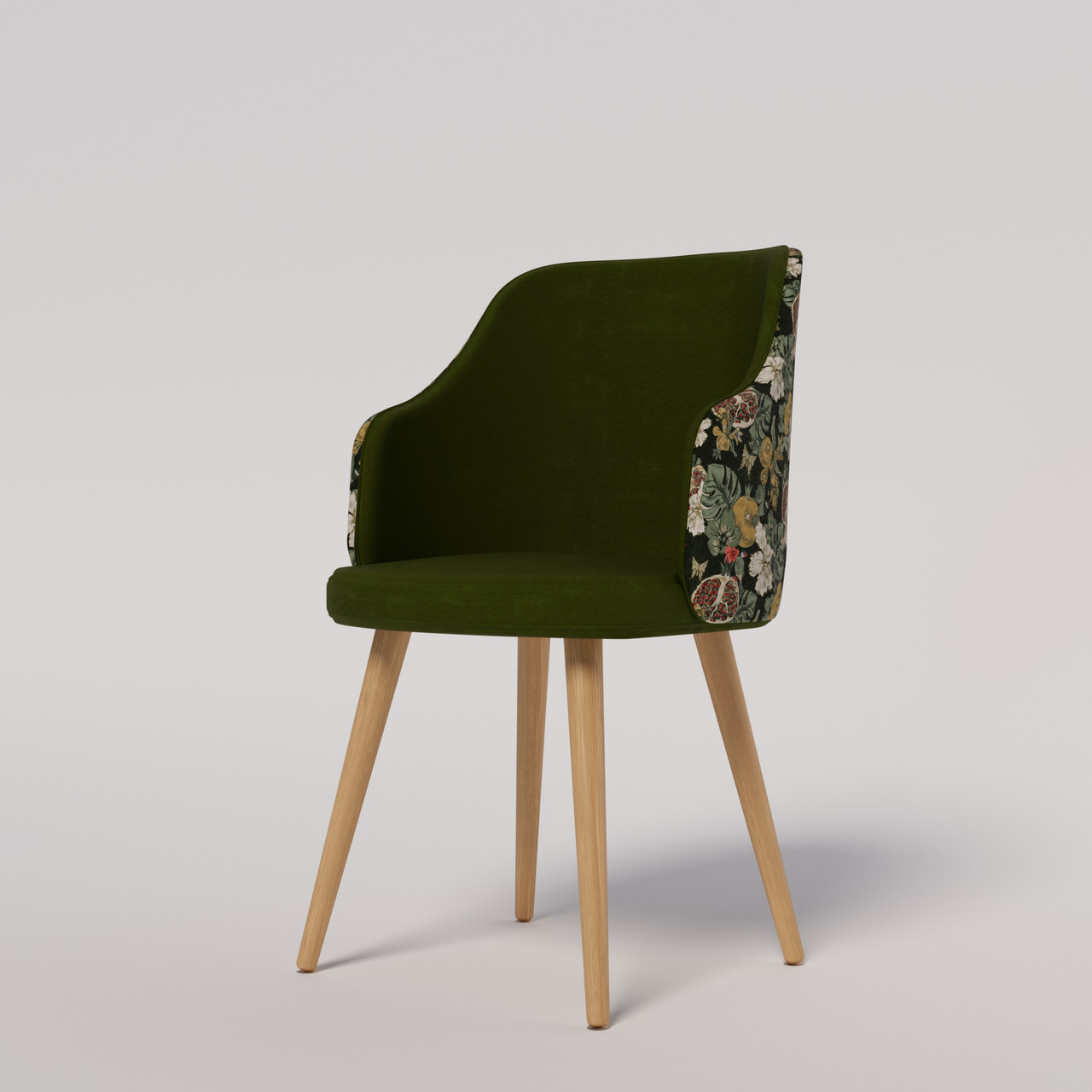 Дизайнерський м'який стілець з дерев'яними ніжками "Марсель" у кольорі Хакі