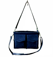 Женская сумка кожа-замш натуральная синего цвета