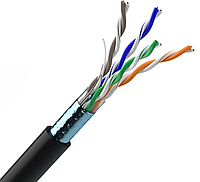 Интернет кабель экранированный медный Витая Пара FTP cat.5e, 4х2х0.51 наружный медь.