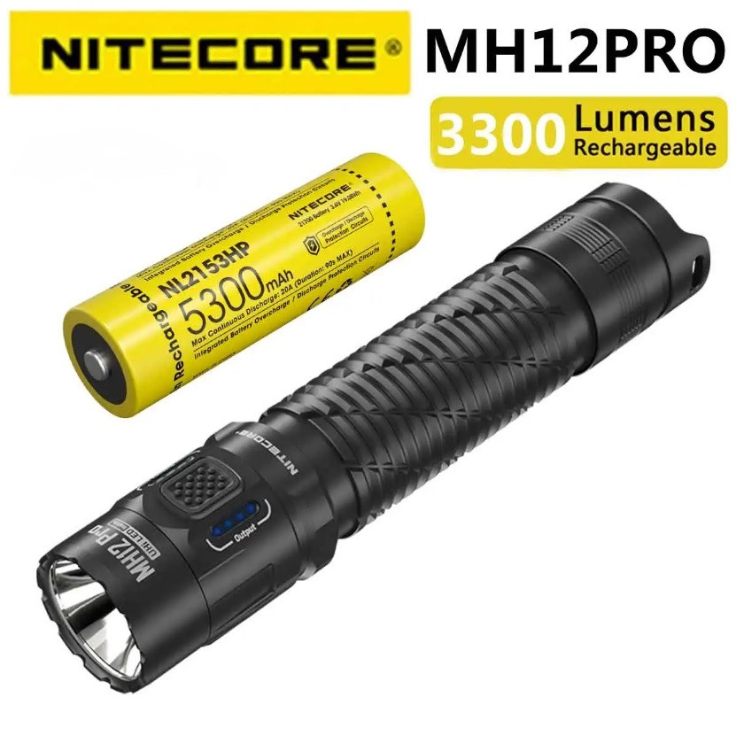 Тактичний далекобійний ліхтар NiteCore MH12 PRO (3300LM, 5300mAh, 505 метрів, 21700, UHI 40, USB-C, IP68)