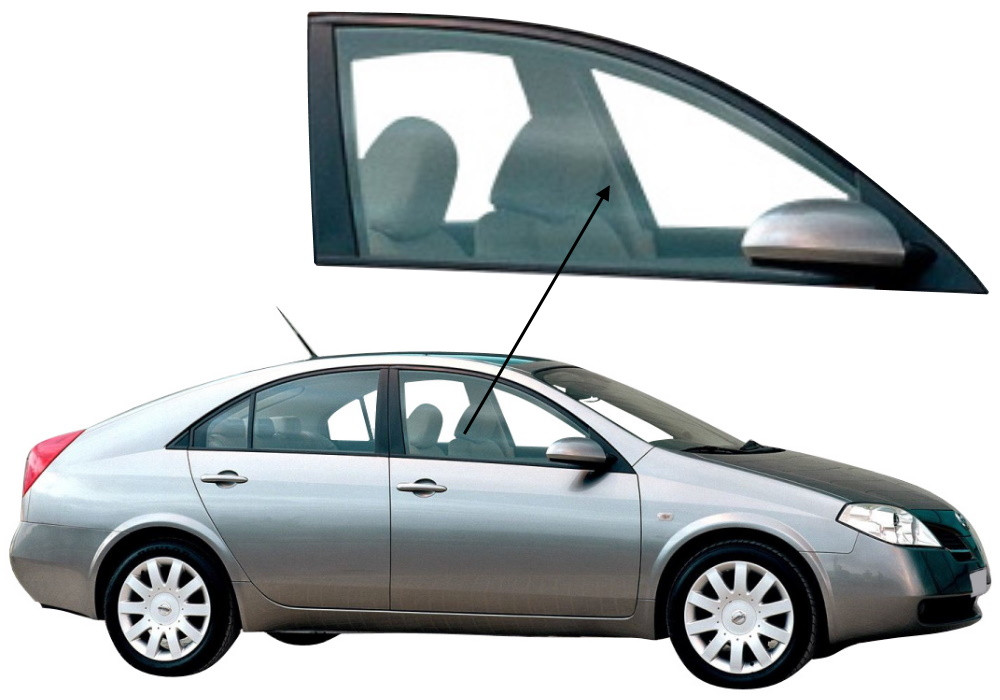 Бічне скло Nissan Primera 2002-2007 передніх дверей праве, фото 1