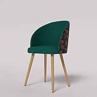 Дизайнерский мягкий стул с деревянными ножками "Милано" в зеленом цвете