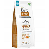 Сухий основний корм для літніх собак усіх порід Brit Care Dog GF Senior&Light Salmon 12 кг