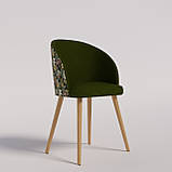 Дизайнерський м'який стілець з дерев'яними ніжками "Мілано" в кольорі Хакі, фото 3