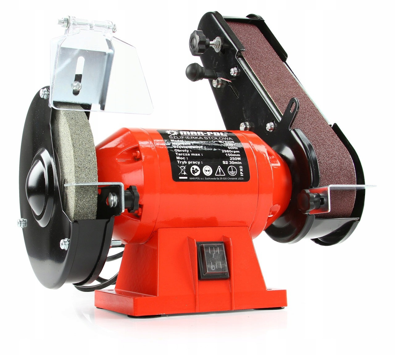 Точило дисково-стрічкове Mar-pol M79209 [250Вт / 2950об.хв / диск 150 мм / стрічка 50 х 686 мм], фото 1