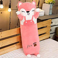 Мягкая игрушка подушка Funny Mood Лиса 70 см Розовая. Игрушка обнимашка лисичка розовая