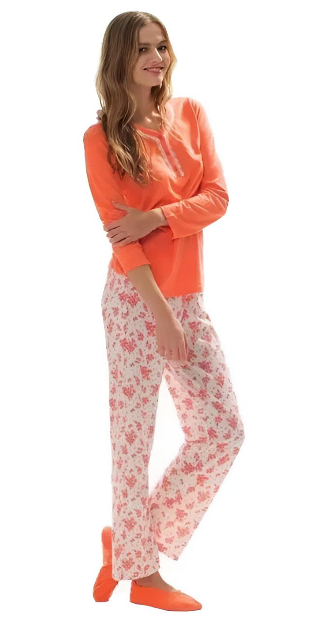 Домашній одяг U. S. Polo Assn - Піжама жіноча (довгий рукав) 15116 помаранчева, L
