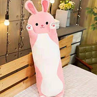 Игрушка подушка кролик обнимашка длинный розовый. Игрушка подушка зайчик 70см