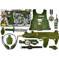 Военный набор 34300 с бронежилетом/автоматом-трескоткой и аксессуарами