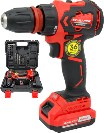 Шуруповерт акумуляторний START PRO SCD2-12/2BD BRUSHLESS, 10 мм, 1650 об/хв, Li-ion, фото 1