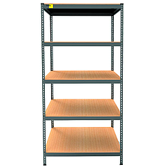 Металевий складський стелаж Emby Light Series (розмір 2100х900x450мм) 5 полиць ДСП до 100кг Чорний