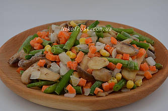 Овочева суміш заморожена "Лобіо" (печериці, квасоля стручкова, морква, цибуля, кукурудза). Упаковка 2,5кг