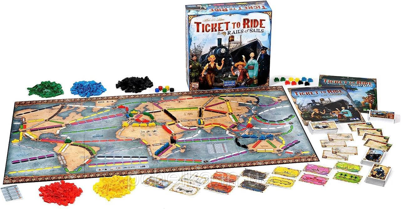 Настольная игра Билет на поезд: Рельсы и Паруса, Ticket to Ride: Rails & Sails (Англ.) - фото 3 - id-p2063278850