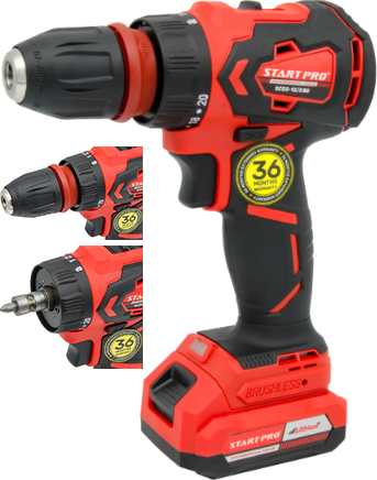 Швидкозажимний шуруповерт акумуляторний START PRO SCD2-12/2BD BRUSHLESS, 10 мм, 1650 об/хв, Li-ion, фото 1