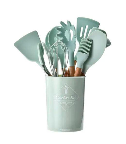 Силіконовий кухонний набір приладдя Kitchen&Dining графітовий, фото 1