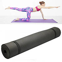 Йога мат коврик для фитнеса/пилатесса и йоги 173х61 см, каремат для занятий спортом черный