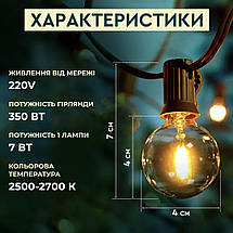 Гірлянда вулична в стилі ретро світлодіодна G20 на 10 LED ламп довжиною 5 метрів, фото 3