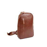 Красивая сумка мужчине Мужская кожаная сумка Chest bag светло-коричневая Удобная мужская сумка люкс класса