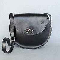 Женская кожаная сумка Круглая черная сумка Черная женская сумка из натуральной кожи Черная женская сумка