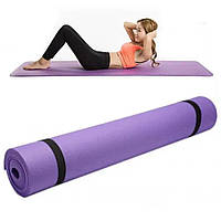 Йога мат килимок для фітнесу/пілатесу та йоги M 0380-2 173х61 см 5 мм, каремат для занять спортом фіолетовий