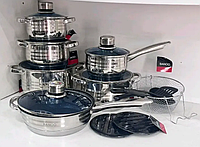 Набор металлических каструль и сковородок, посуда индукционная из нержавейки, набор посуды для индукции Banoo
