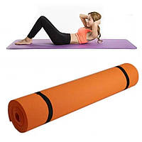 Йога мат коврик для фитнеса/пилатесса и йоги M 0380-2 173х61 см 5 мм, каремат для занятий спортом оранжевый