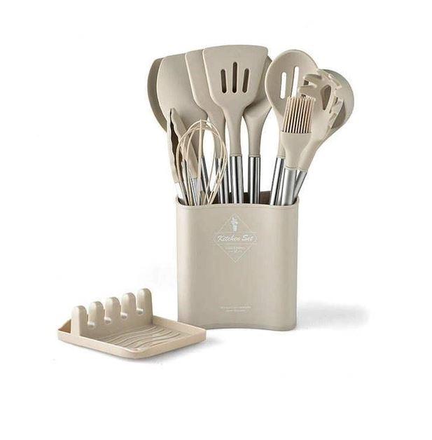 Силіконовий кухонний набір приладдя Kitchen&Dining рожевий