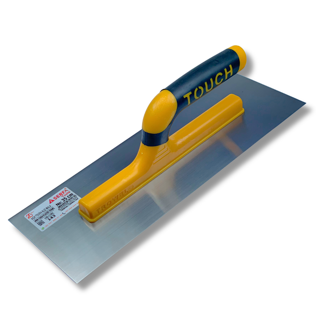 Гладилка штукатурна 35 см Touch Plaster Trowel Open Handle, нержавіюча сталь, жовта (143)