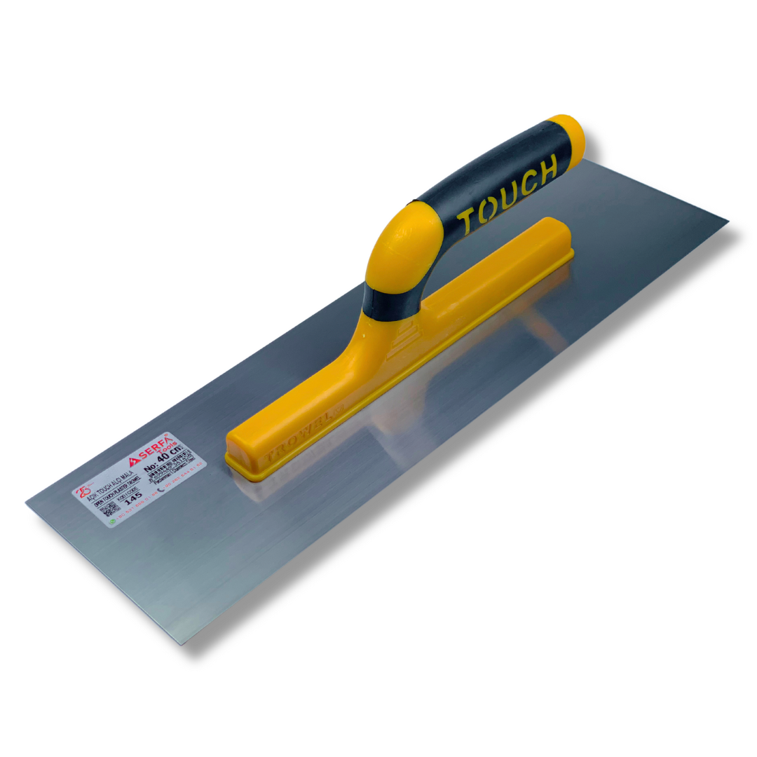 Гладилка штукатурна 40 см Touch Plaster Trowel Open Handle, нержавіюча сталь, жовта (145)