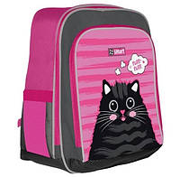 Рюкзак школьный SMART H-55 Cat rules розовый/серый 38*24*14 см 13л