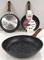 Сковорода с антипригарным мраморным покрытием Benson BN-523 - 22 cм. Кухонная сковорода глубокая.