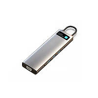 Концентратор хаб USB Type-C 11в1 VGA картридер зарядка 100Вт Baseus Metal Gleam CAHUB-CT0G kr
