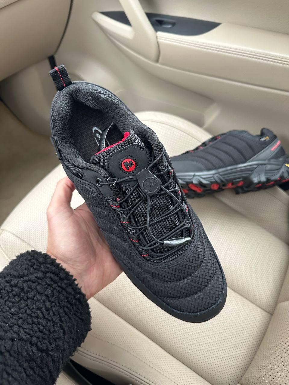 Зимние мужские кроссовки Merrell Vibram Cordura Black Red Winter (термо) ALL14572 - фото 3 - id-p2063300989