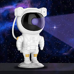 LED нічник-проектор зоряного неба з таймером Космонавт / Дитячий лазерний проектор галактики