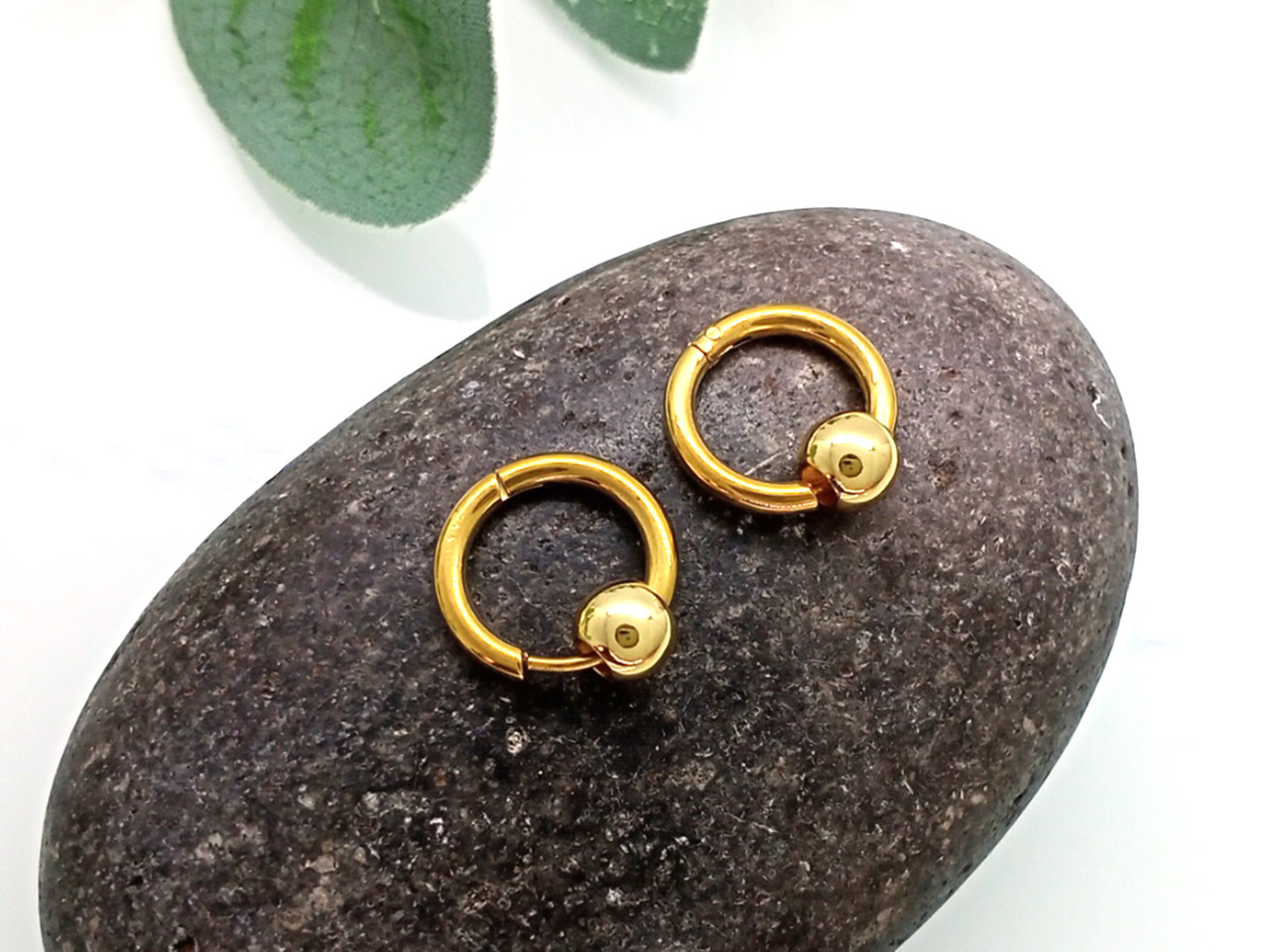 Сережки круглі з кулькою 15 мм, хірургічна сталь золото., фото 1