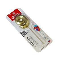 Свічка для торта цифра "9" ЗОЛОТО