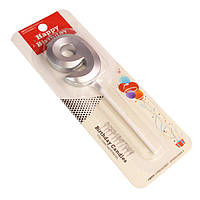 Свічка для торта цифра "9" СЕРЕБРО