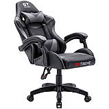 Компютерне крісло Extreme GT ЧОРНО-СІРЕ Геймерське спортивне крісло з екошкіри, фото 6