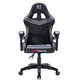 Компютерне крісло Extreme GT ЧОРНО-СІРЕ Геймерське спортивне крісло з екошкіри, фото 7