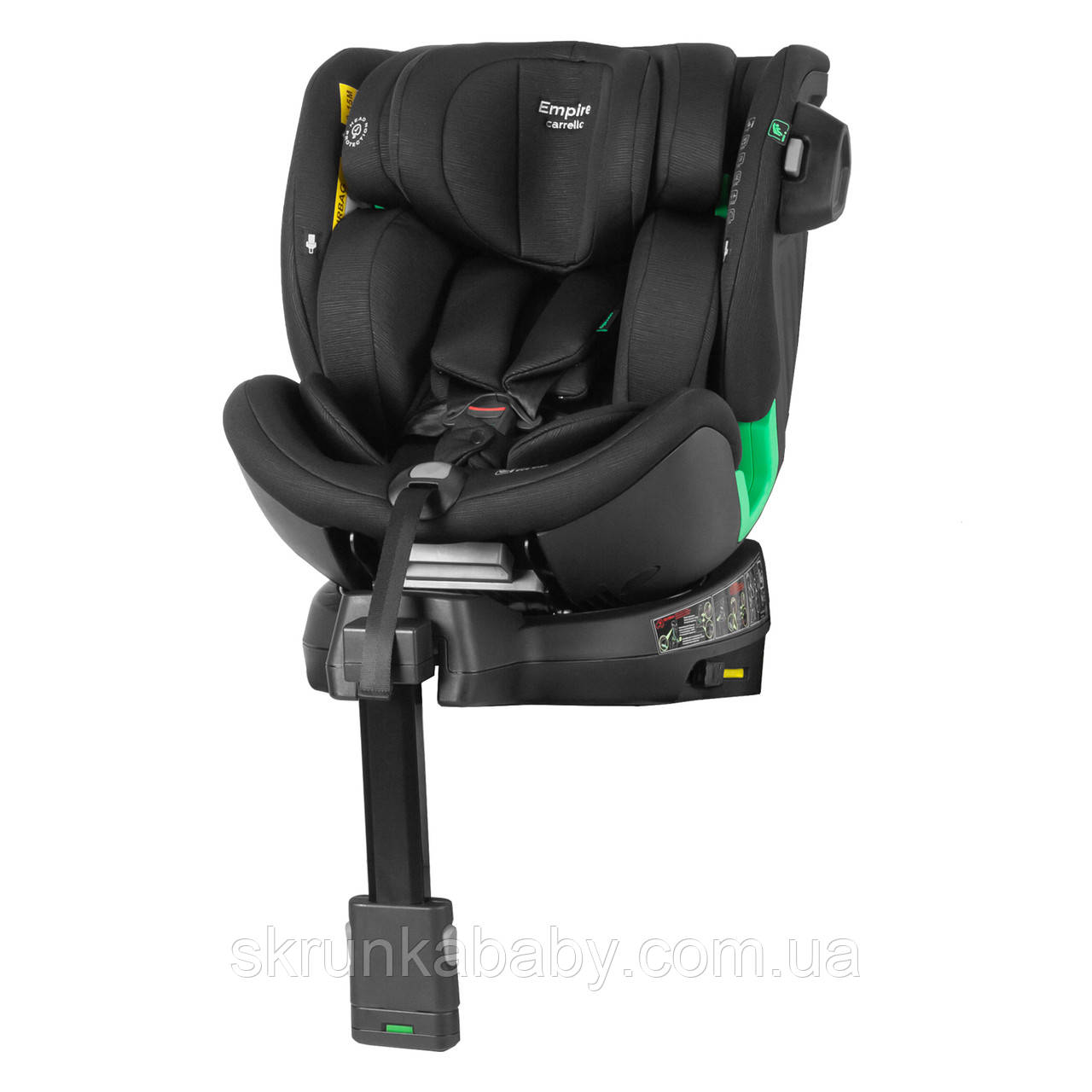 Автокрісло CARRELLO Empire CRL-12805 Absolute Black i-Size 40-150см ISOFIX з поворотом та опорною стійкою
