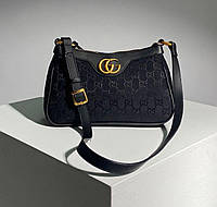 Женская сумка Gucci Aphrodite Shoulder Bag Black черная сумка Гуччи текстиль