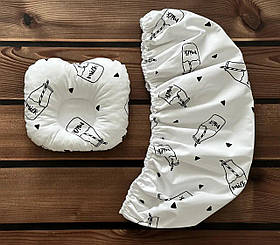 Комплект у дитячу коляску непромокальний наматрацник 40×80 см і ортопедична подушка BST Білий + Чорний