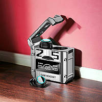 Бездротові компактні ігрові блютуз навушники для андроїд телефону з дисплеєм та яскравим підсвічуванням | сірі